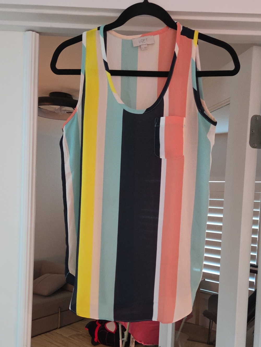 LOFT Striped Sleeveless Tank in Coral, Mint, Navy, Yellow & Cream